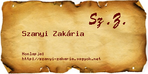 Szanyi Zakária névjegykártya